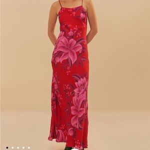 Farm Rio Floral Red Maxi Dress
